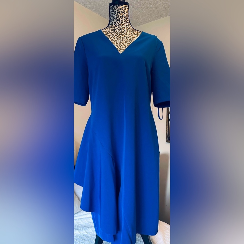NWT Maggy  London Asymmetrical Royal Blue Dress